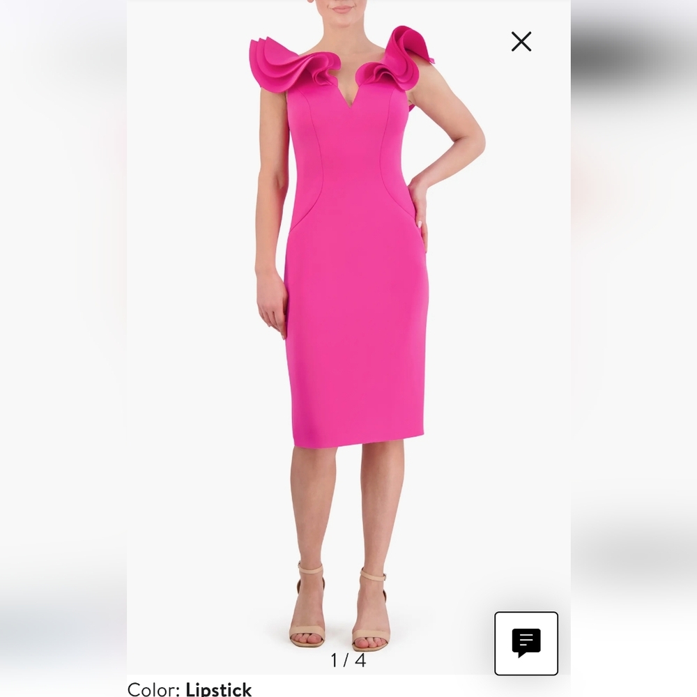 Eliza J Pink Ruffle Sleeve Dress Size 6